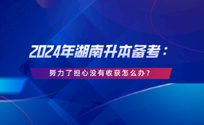 2024年湖南升本備考：努力了擔心沒有收獲怎么辦.png