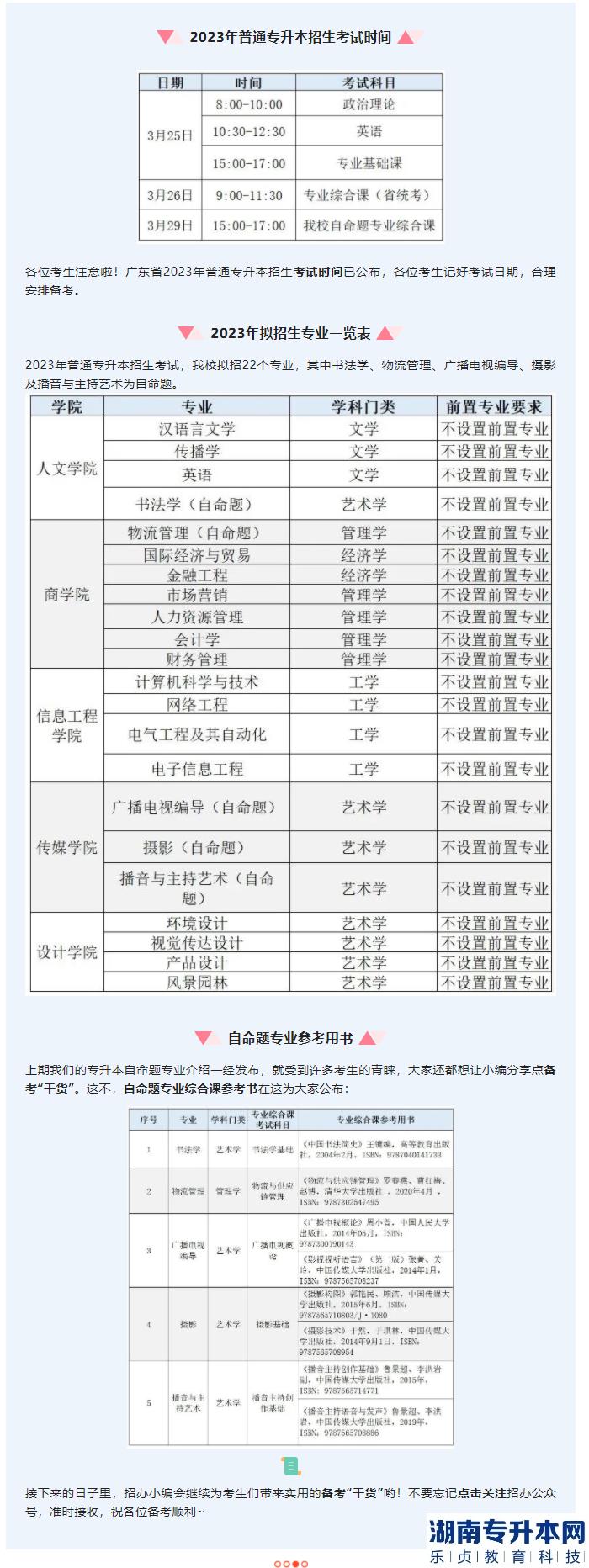 華南農(nóng)業(yè)大學珠江學院2023年專升本考試時間和參考用書