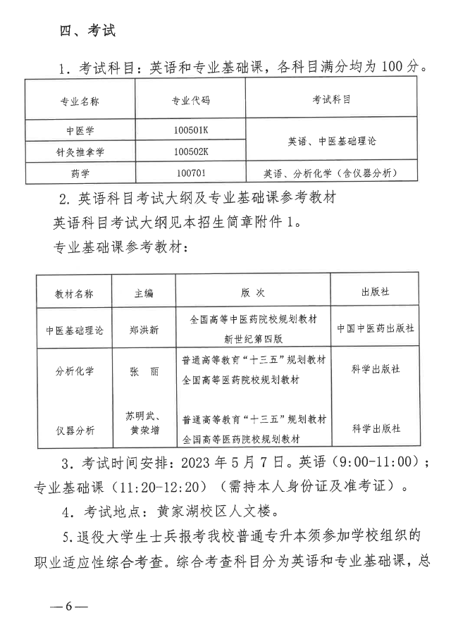 2023年湖北中醫(yī)藥大學普通專升本招生簡章公布！(圖6)