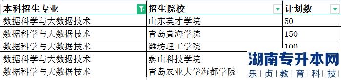 2023年山東專升本數(shù)據(jù)科學(xué)與大數(shù)據(jù)技術(shù)招生學(xué)校及計(jì)劃