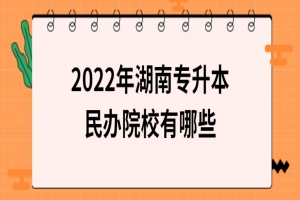 2022年湖南專(zhuān)升本民辦院校有哪些